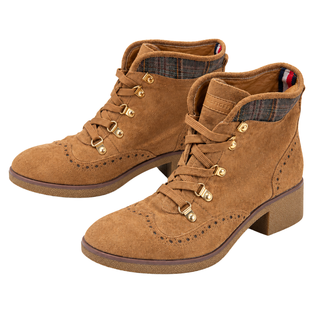 Tommy Hilfiger Brown Suede Plaid Ankle Boots Size 10M 1