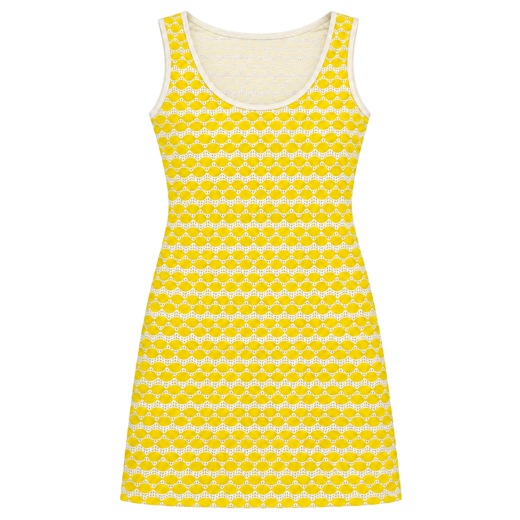 Chelsea & Violet Dress Size S Yellow White Pattern Tank Mini 1