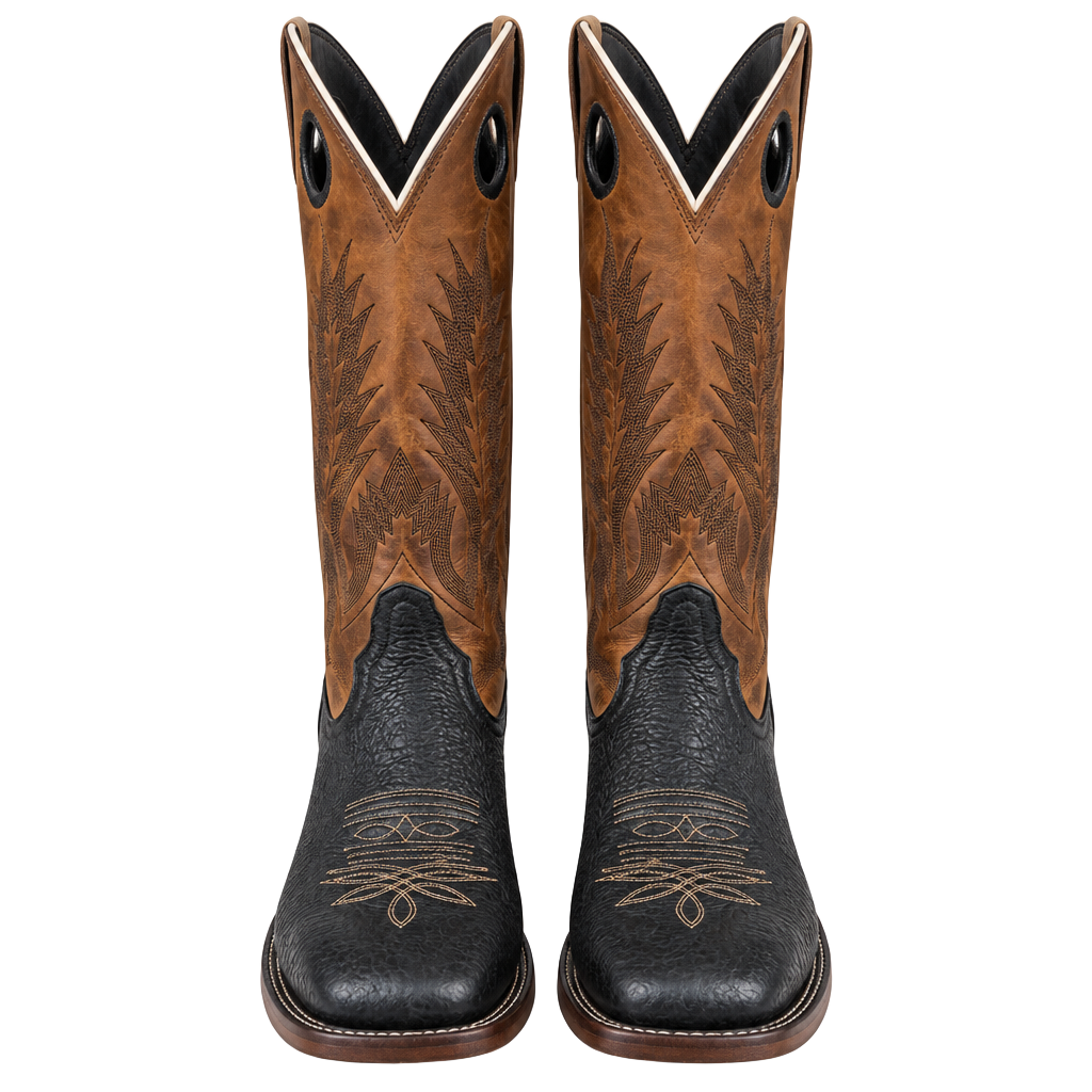 Tony Lama Western Boots Two Tone Black Brown 6B Leather 1