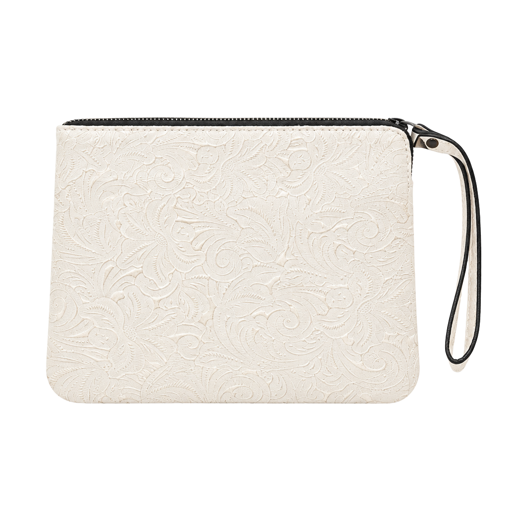 Patricia Nash Tooled Leather Wristlet Clutch Cream Floral 1