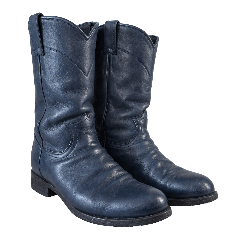 Justin Roper Cowboy Boots Size 6 B Gun Metal Blue Leather Western 1