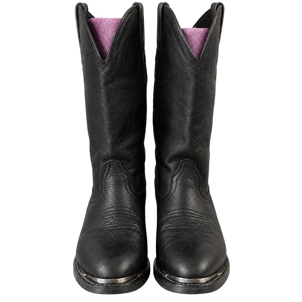 Durango Western Cowboy Boots Black Leather Toe Tips 6 1/2 1