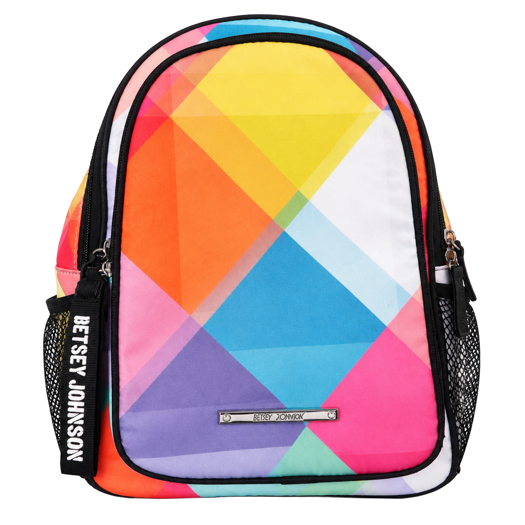 Betsey Johnson Rainbow Geometric Abstract Nylon Backpack 1