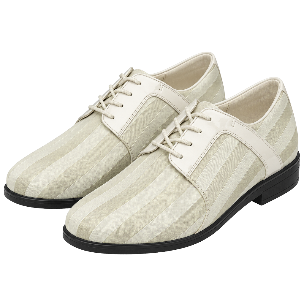 Hugo Vitelli Striped Satin Formal Dress Shoes Cream White 1