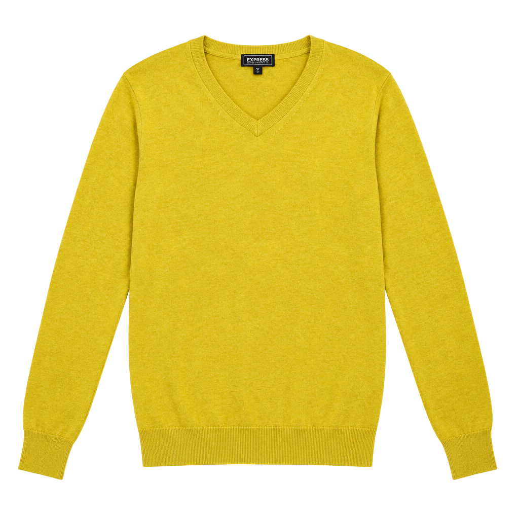 Express Extra Fine Merino Wool V-Neck Sweater Size S Yellow 1