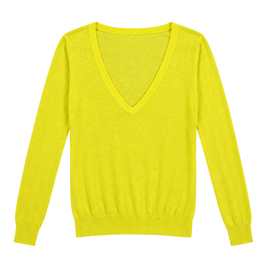 Forever 21 V-Neck Sweater Size L Yellow Lightweight 1