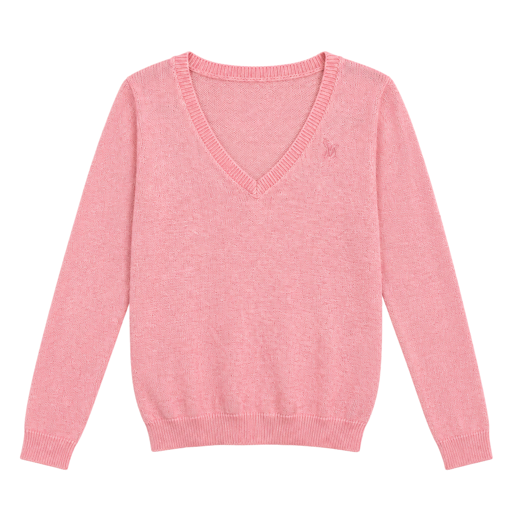 Abercrombie & Fitch V-Neck Sweater Size M Pink Long Sleeve 1