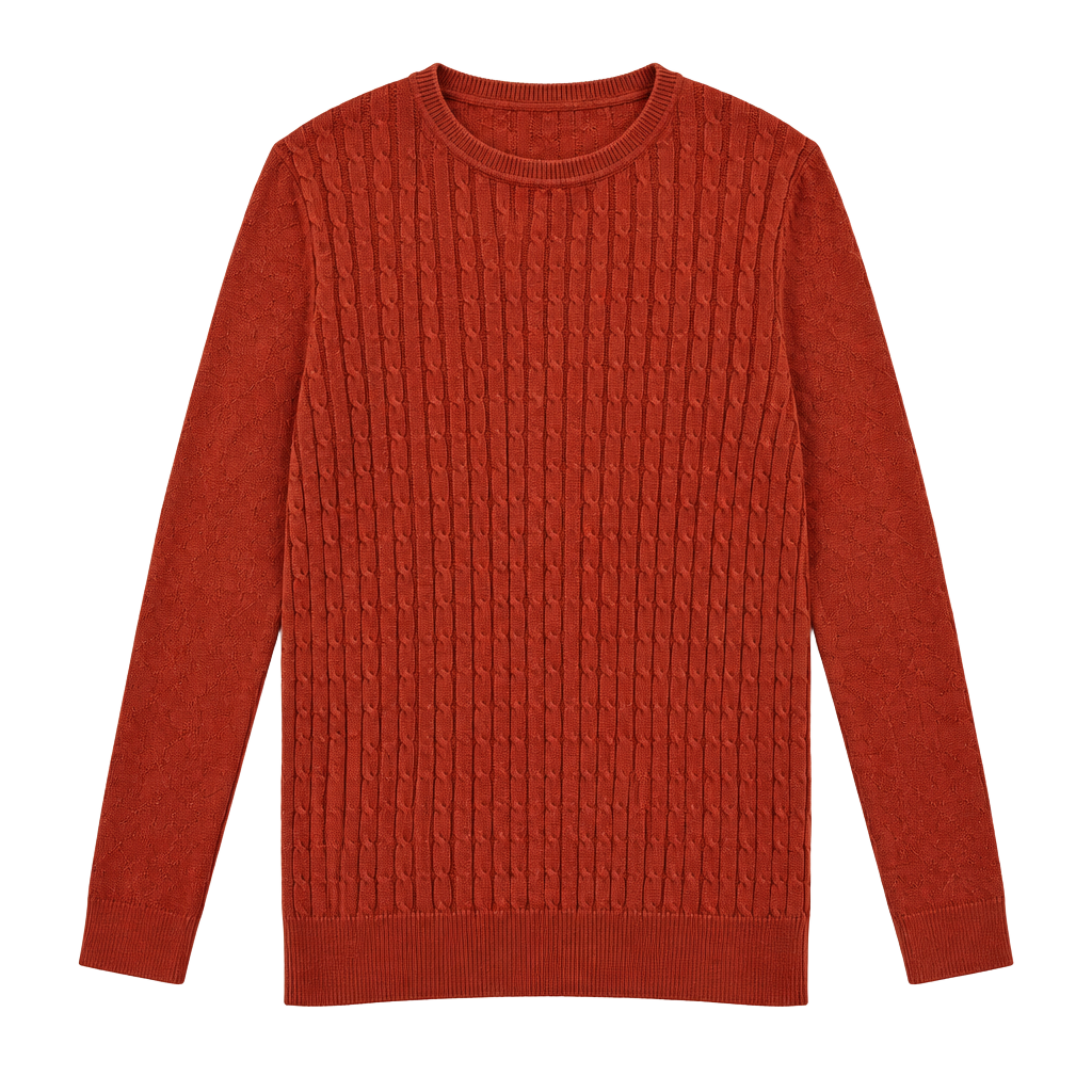 Kim Rogers Cable Knit Sweater Size S Rust Orange Cotton Shoulder Buttons 1