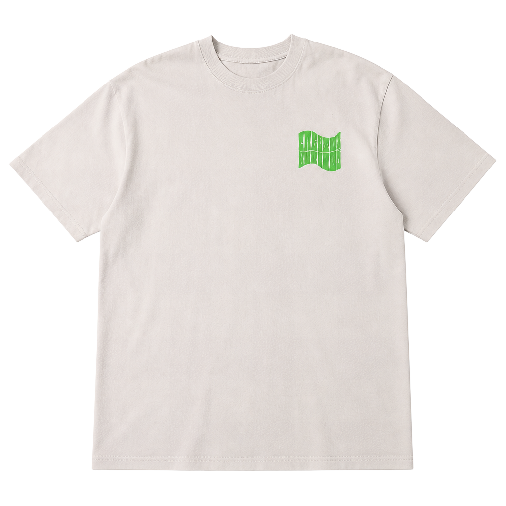 White and green Creature Skateboards tee 1