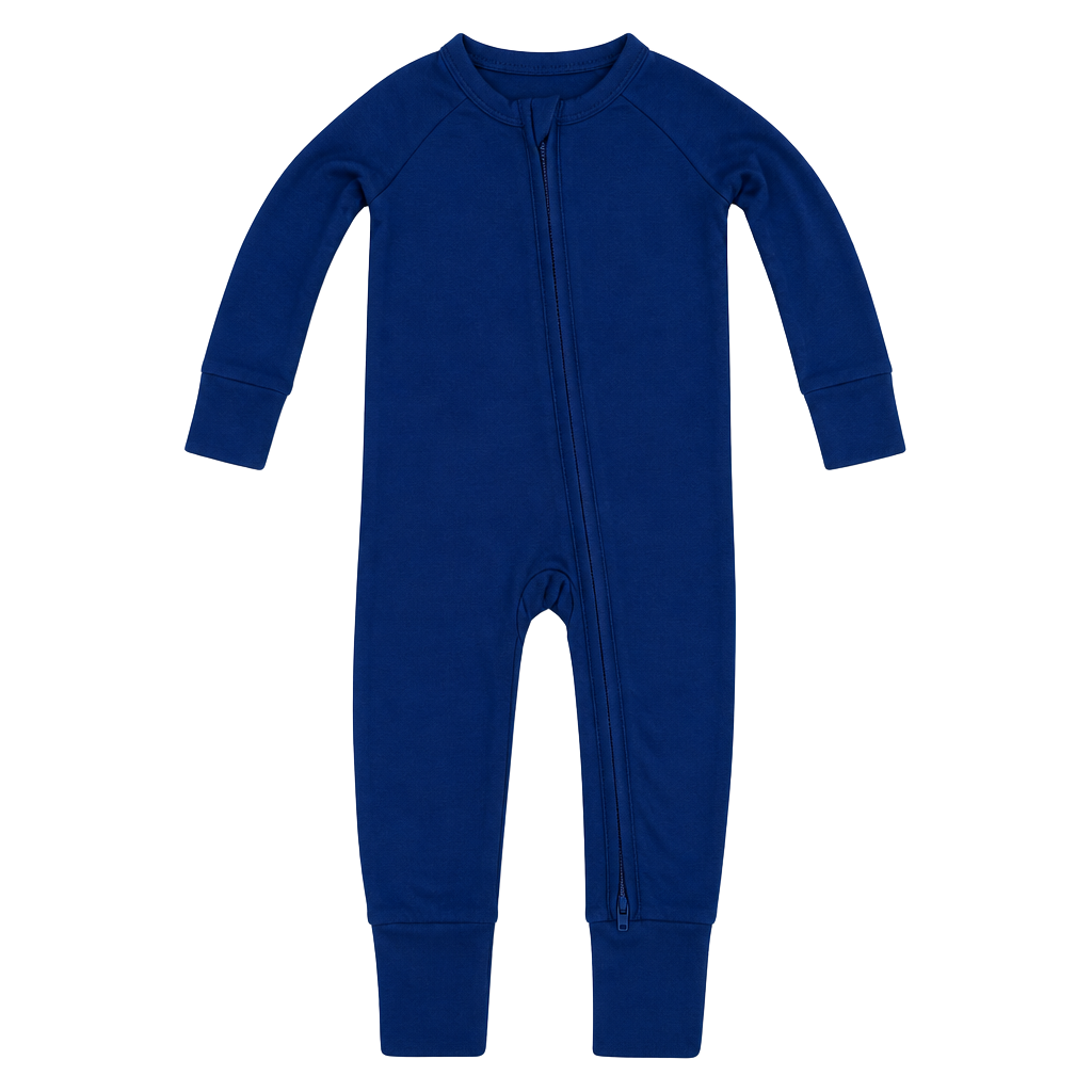 Wildflower Baby Royal Blue Bamboo Viscose Zip Footie Pajamas 1