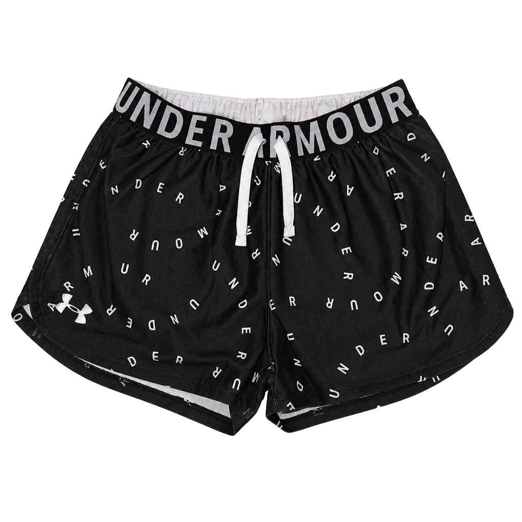 Under Armour HeatGear Athletic Shorts Youth Large YLG Black Logo Print 1