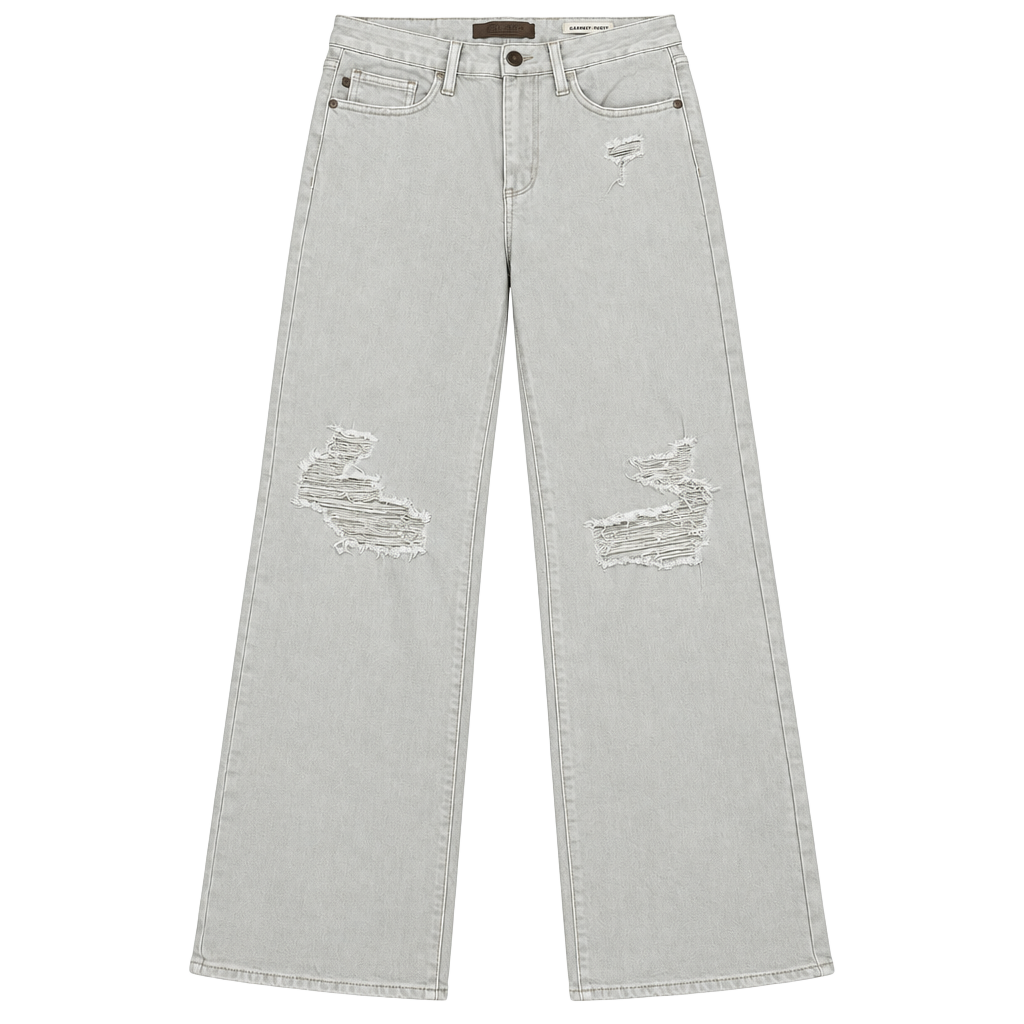 Judy Blue Wide Leg Jeans Size 7/28 Bone Distressed Garment Dyed 1