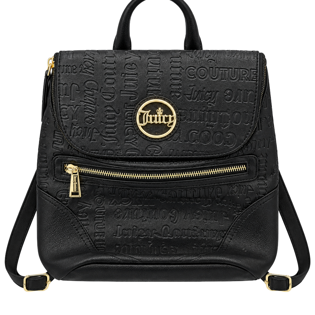 Juicy Couture If The Crown Fits Debossed Black Backpack 1