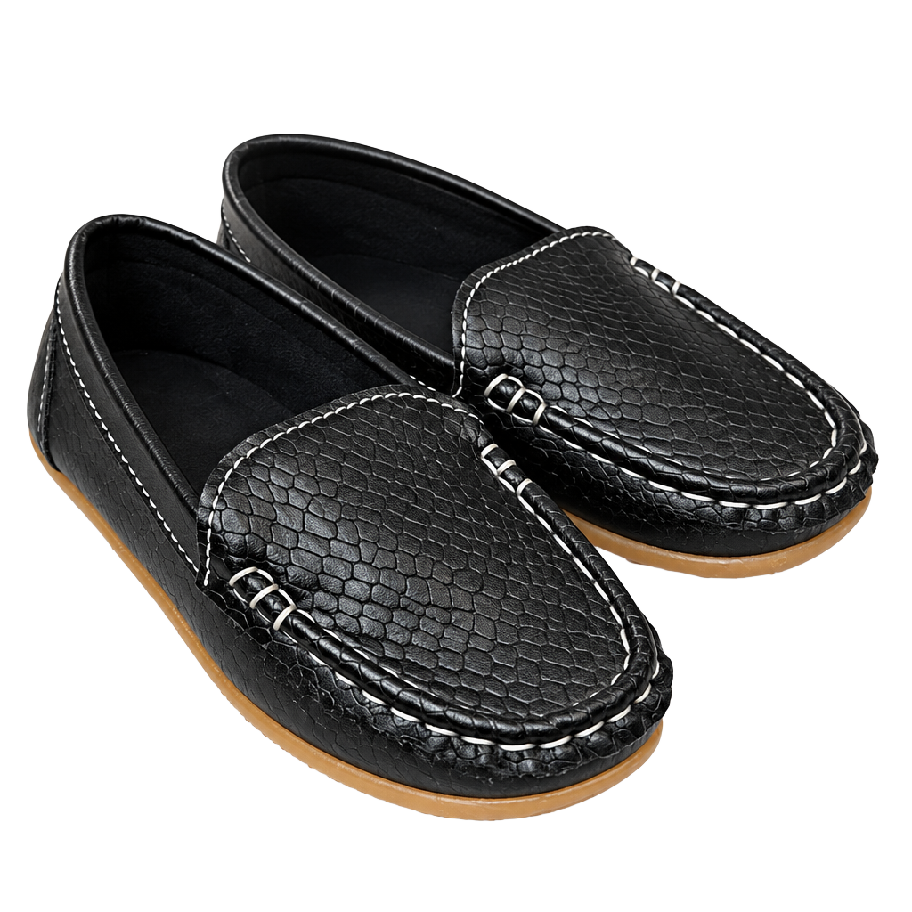 Boys black slip on style shoes 1
