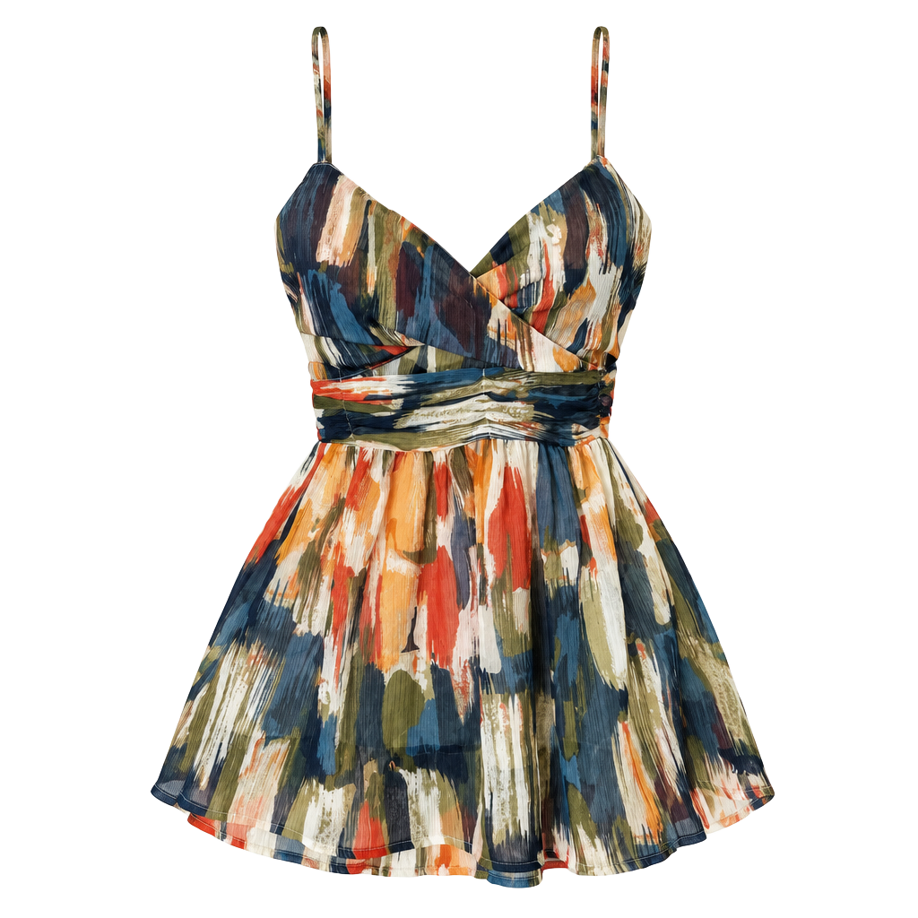 Abercrombie & Fitch Babydoll Cami Top Multicolor Brush Stroke Print Y2K Small. 1