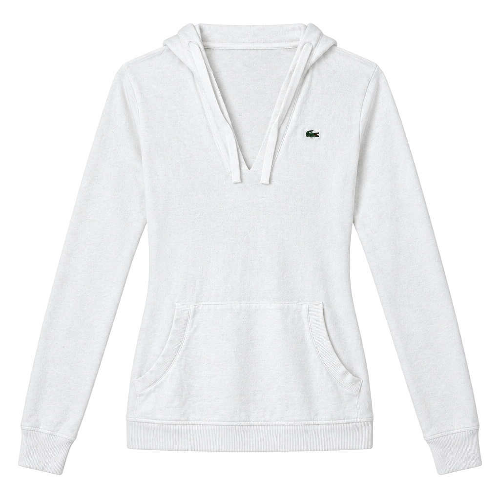 Lacoste Hoodie Cotton White Pullover Sweatshirt Y2K Size 38 Medium 1