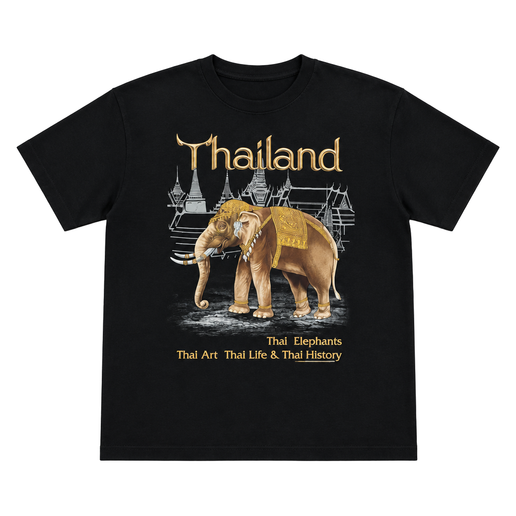 Joligolf Thailand Elephant Graphic T-Shirt Size L Black 1