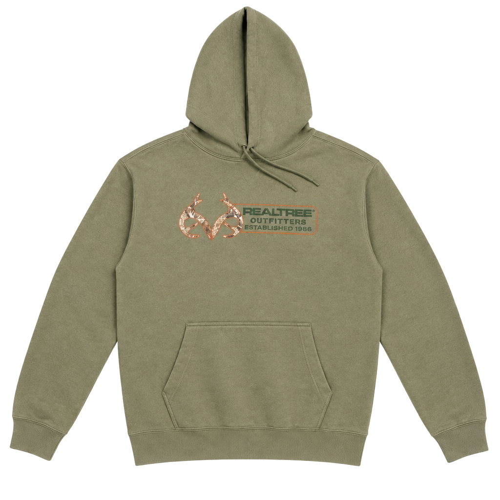 Realtree Outfitters Hoodie Size L Olive Green Graphic Pullover New with Tags 1