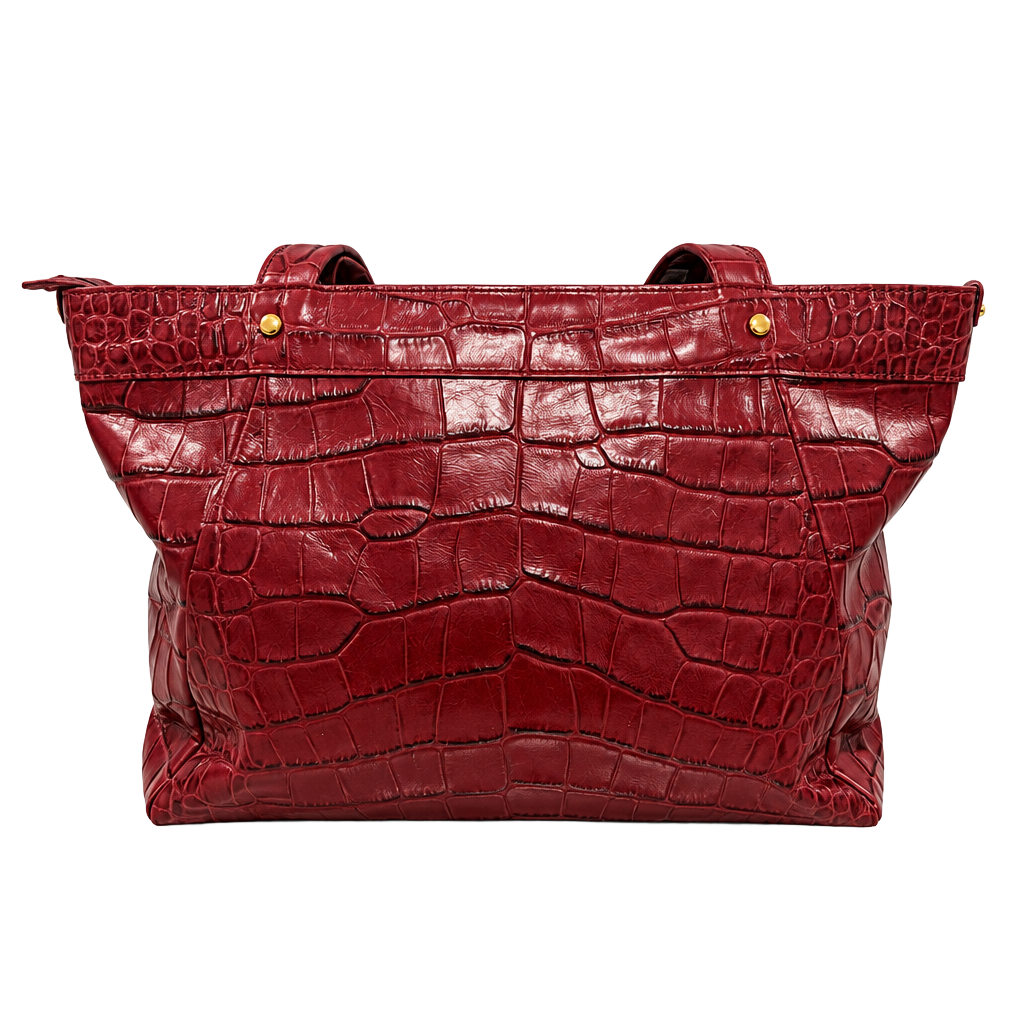 Lauren Ralph Lauren Burgundy Crocodile Embossed Bag 1