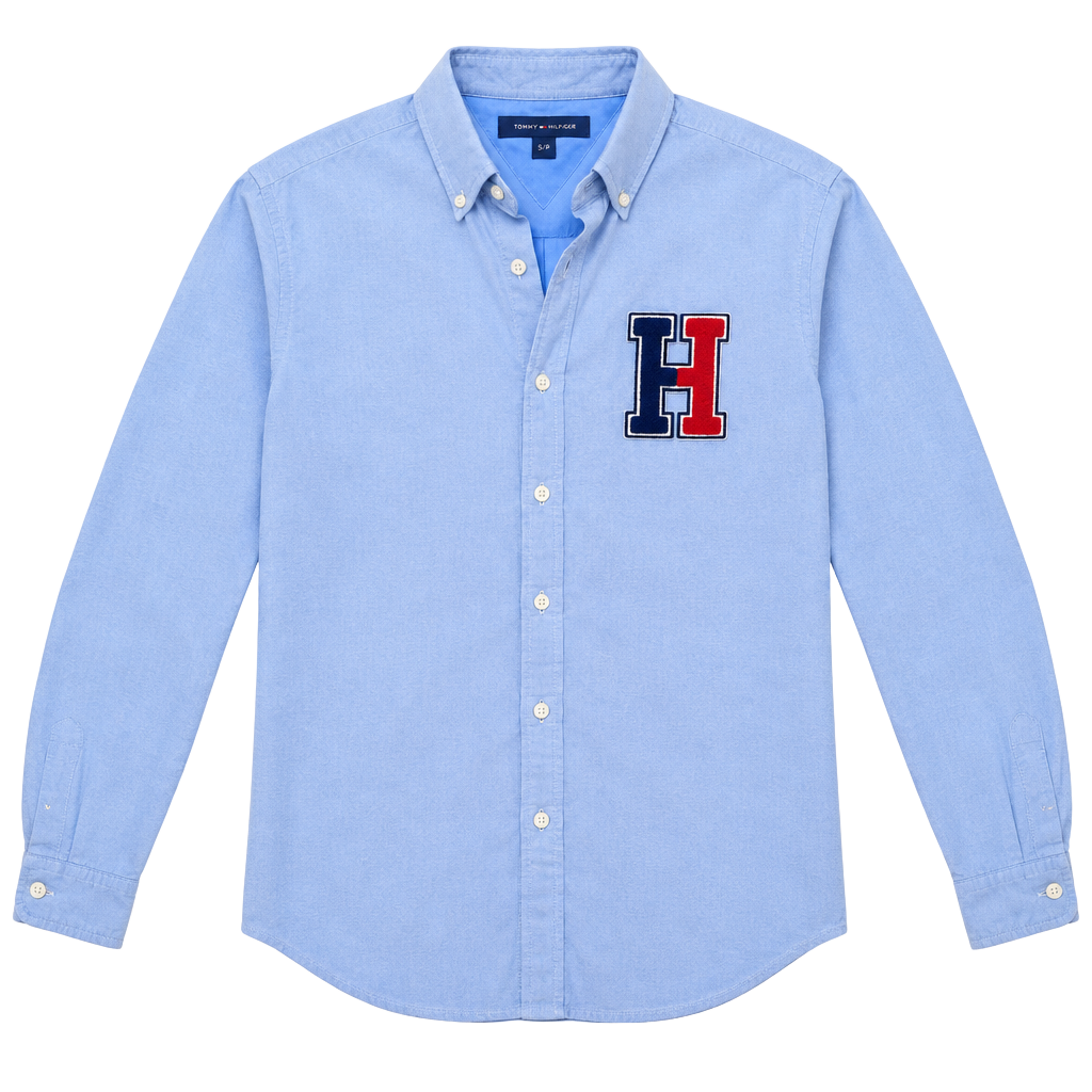 Tommy Hilfiger Oxford Button-Down Shirt Size XL Light Blue Logo Patch 1