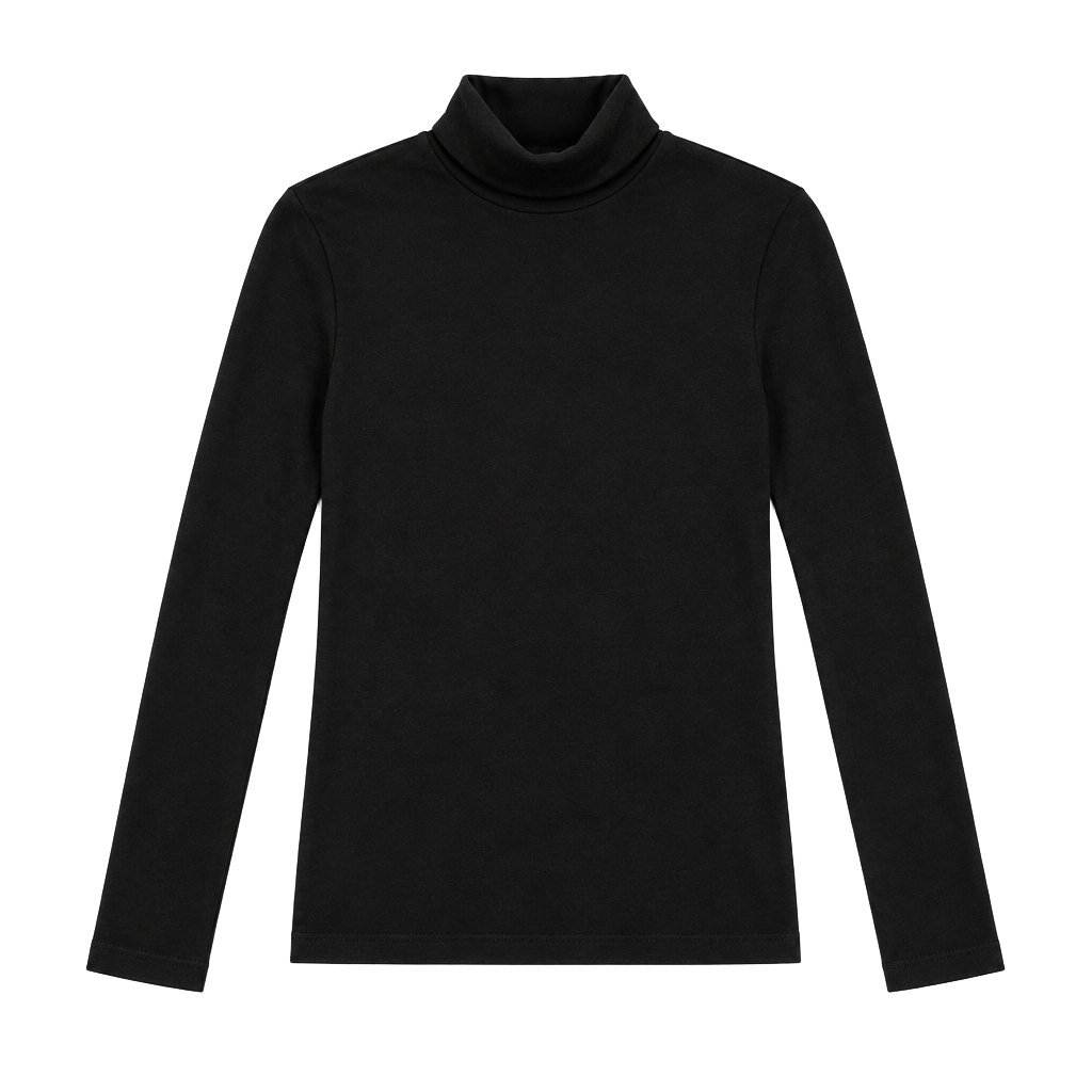 Quince Ribbed Turtleneck Sweater Size M Black Organic Cotton 1