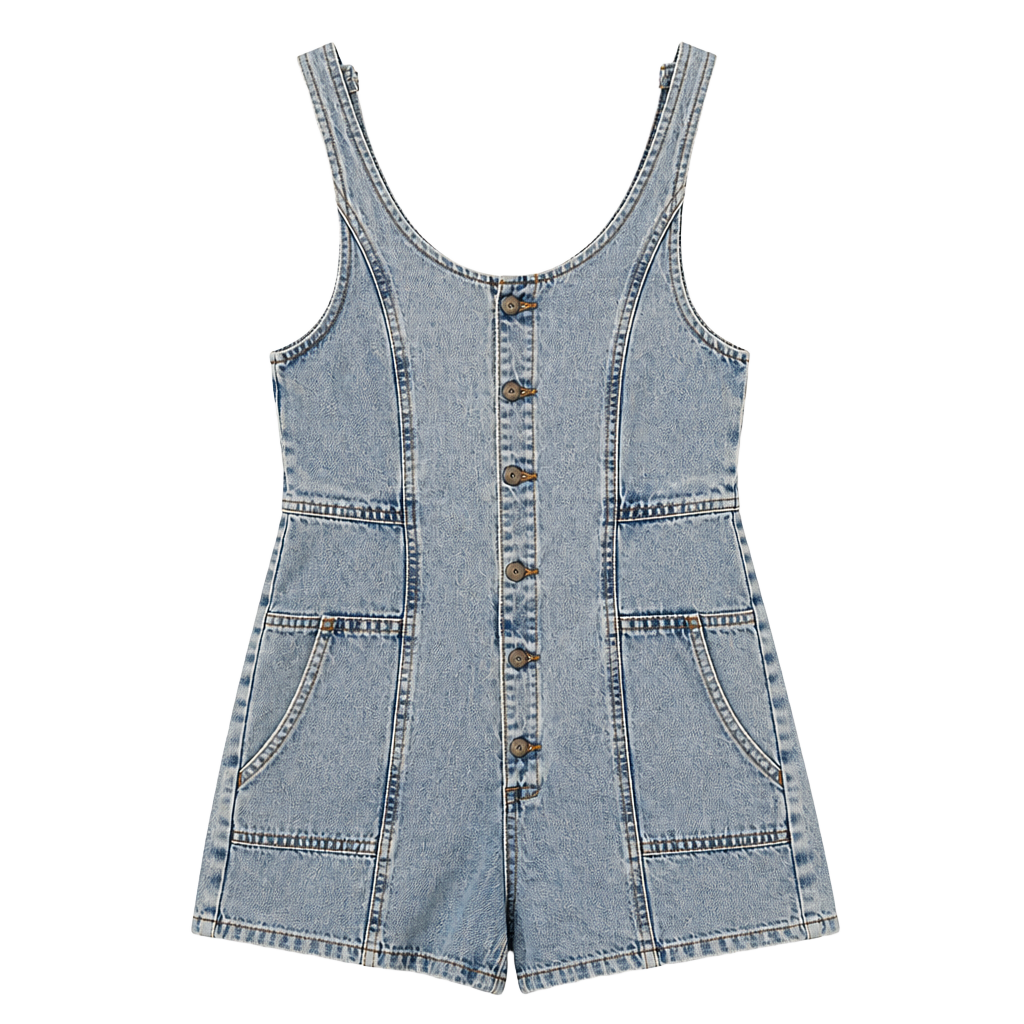 Chelsea & Violet Girls Denim Button-Front Romper Light Wash Size S 1