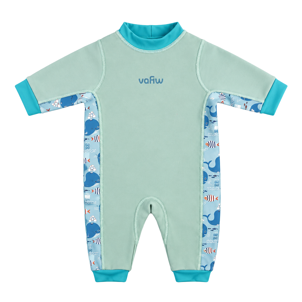 Vofiw Kids Wetsuit Size S Light Blue Sea Life Whale Print Shorty 1