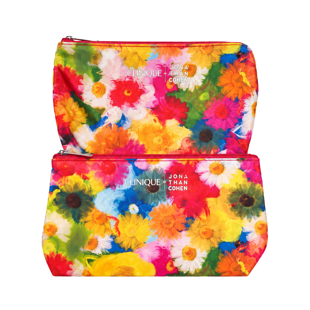 Clinique x Jonathan Cohen Floral Cosmetic Bag Makeup Pouch NWT 1