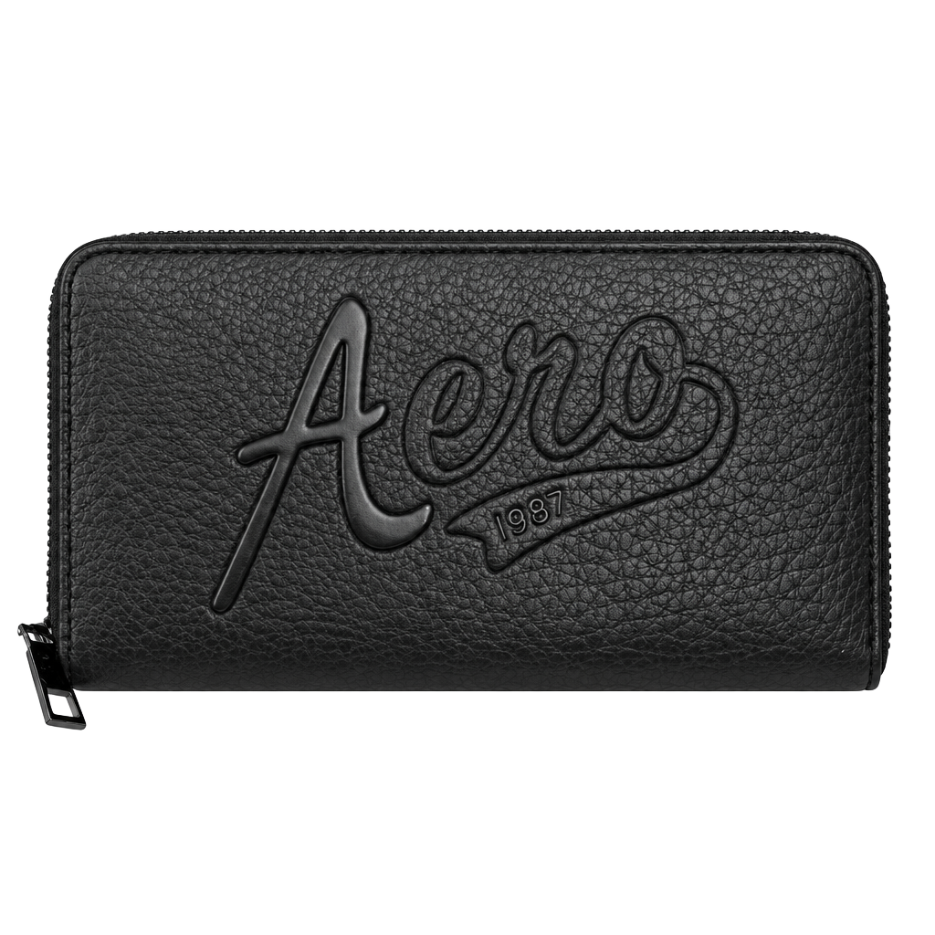 Aeropostale Zip Around Wallet Black Logo 1987 1