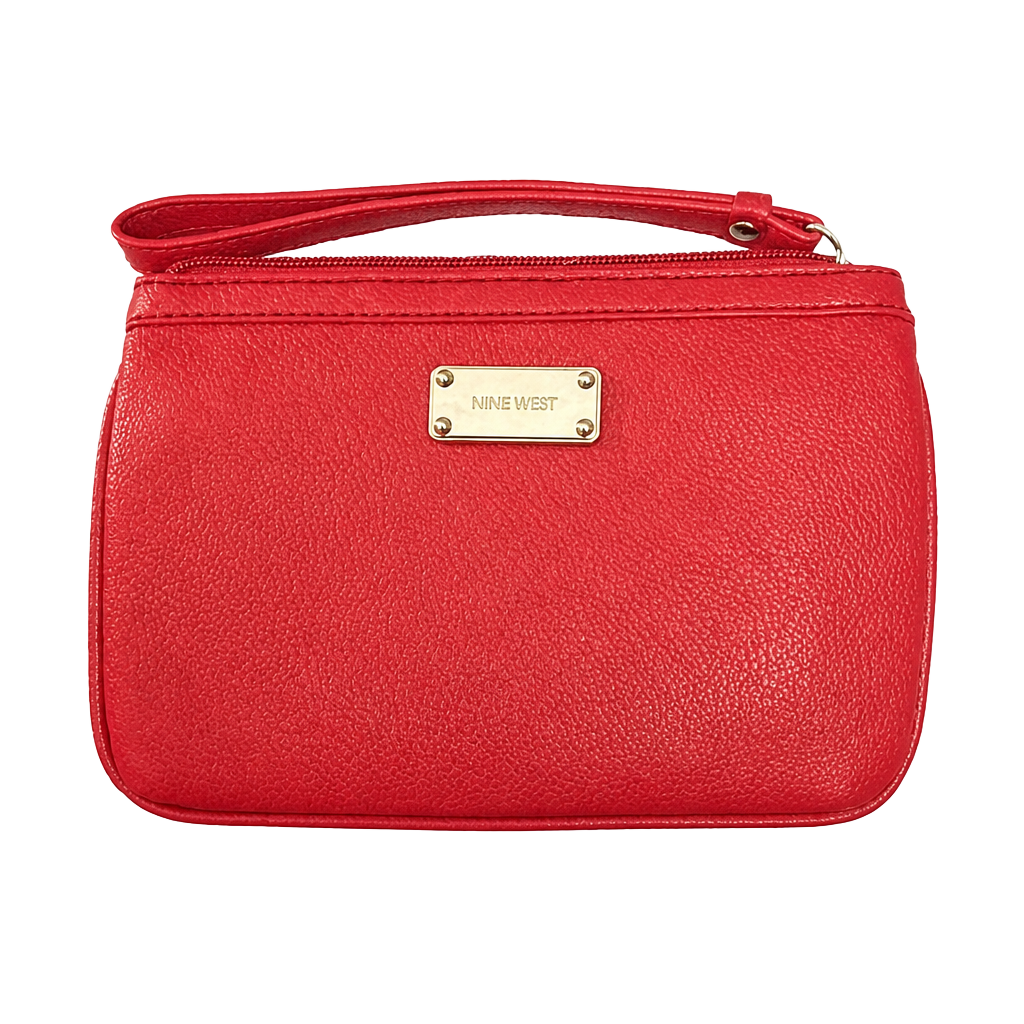 Nine West Red Wristlet Wallet Handbag Faux Leather 1