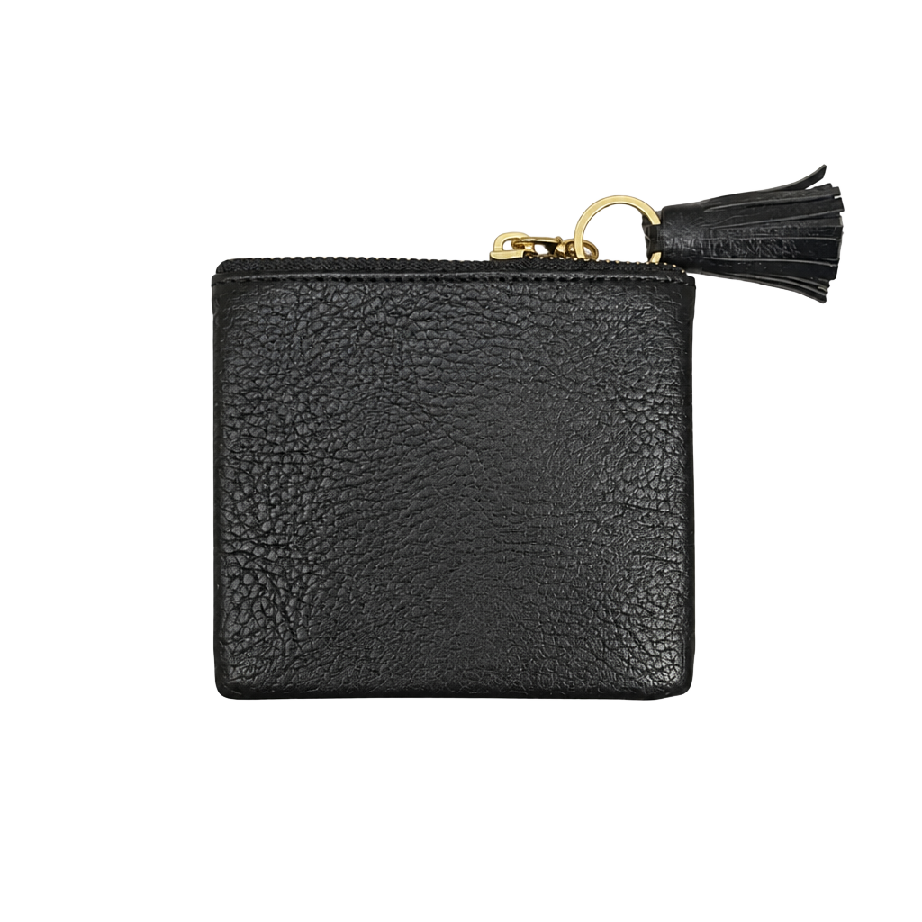 Jen & Co. Black Vegan Leather Coin Pouch Wallet with Tassel Keychain 1