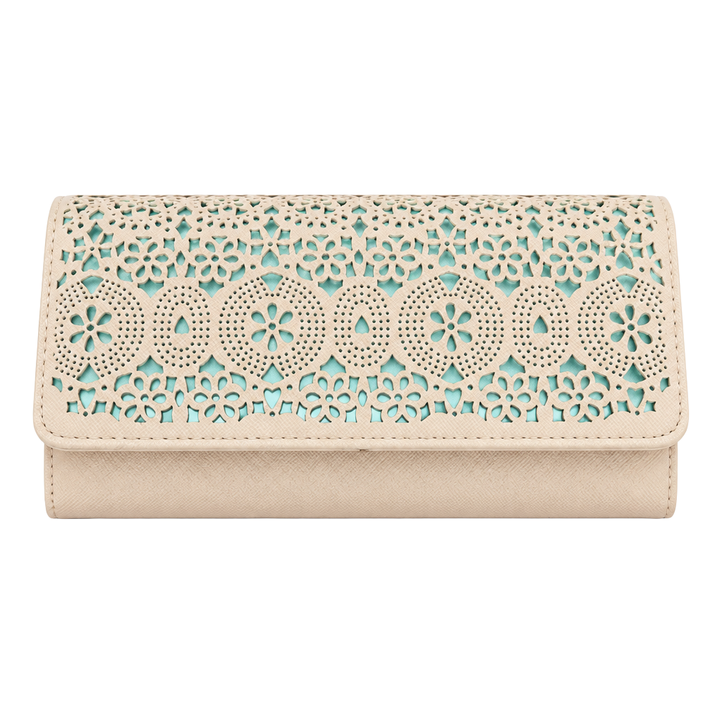 Safe Keeper Pink Laser Cut Organizer Wallet Clutch 1