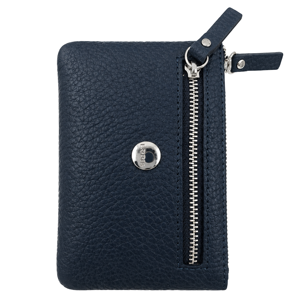Lodis Black Pebbled Leather Zip Wallet Card Case 1