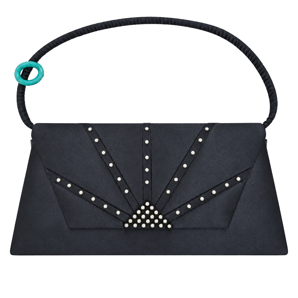 Jessica McClintock Satin Evening Bag Navy Blue Rhinestone Clutch Strap 1