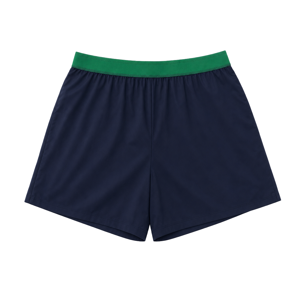 By Anthropologie Navy and Green Elastic Waist Boxer Shorts 1