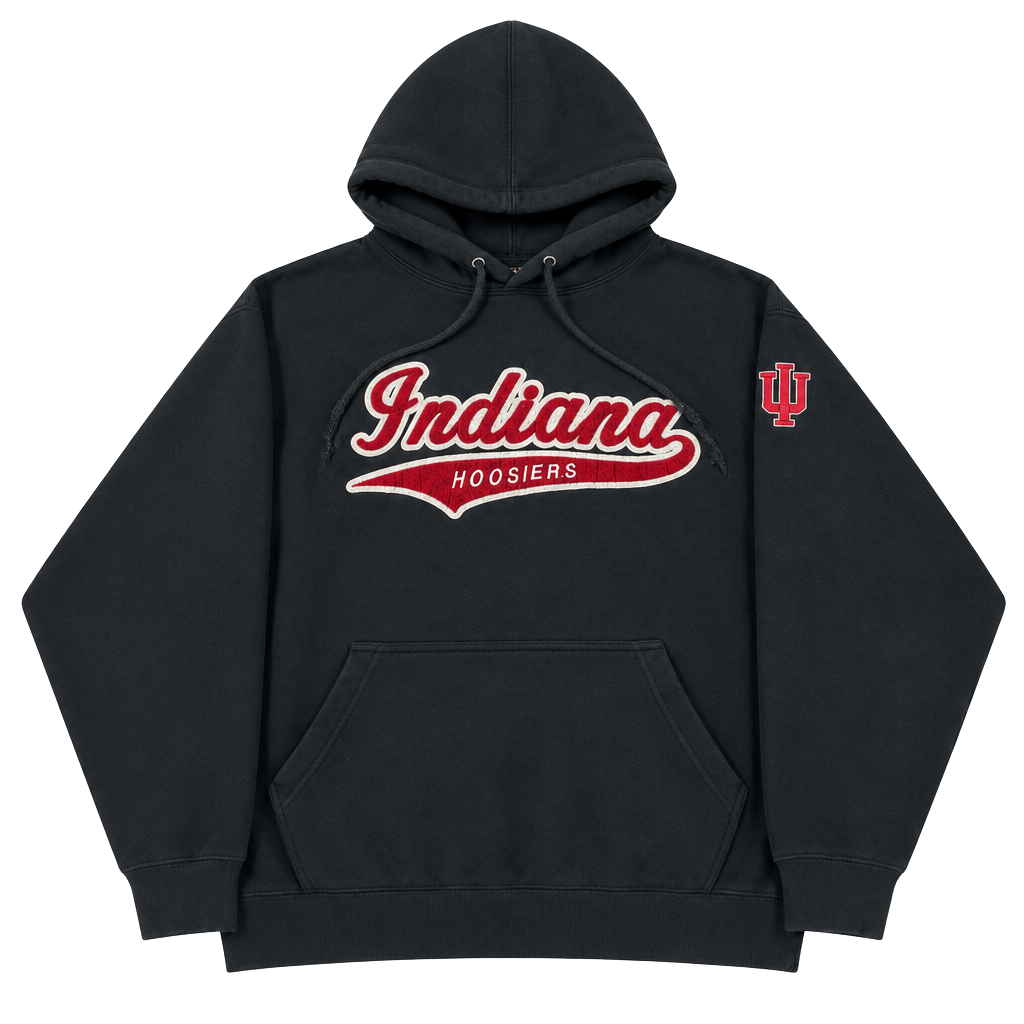 Vintage 90’s Oarsman Indiana Hoosiers Black Pullover Hoodie Sweatshirt 1
