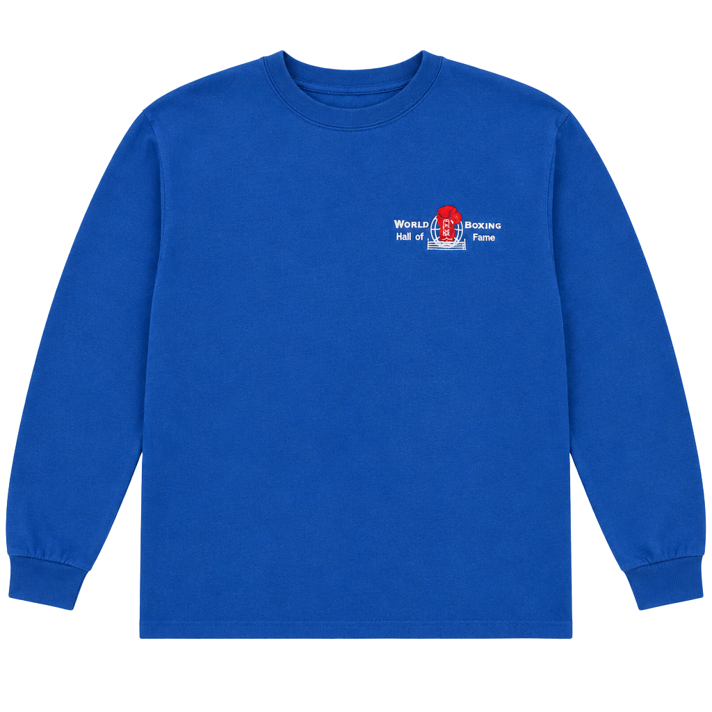 Vintage Hanes World Boxing Hall Of Fame Embroidered Sweatshirt Blue Large 1