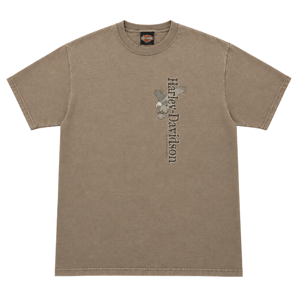 Vintage Harley Davidson Dakota Minot ND T-Shirt XL Brown Eagle Rules The Road 1