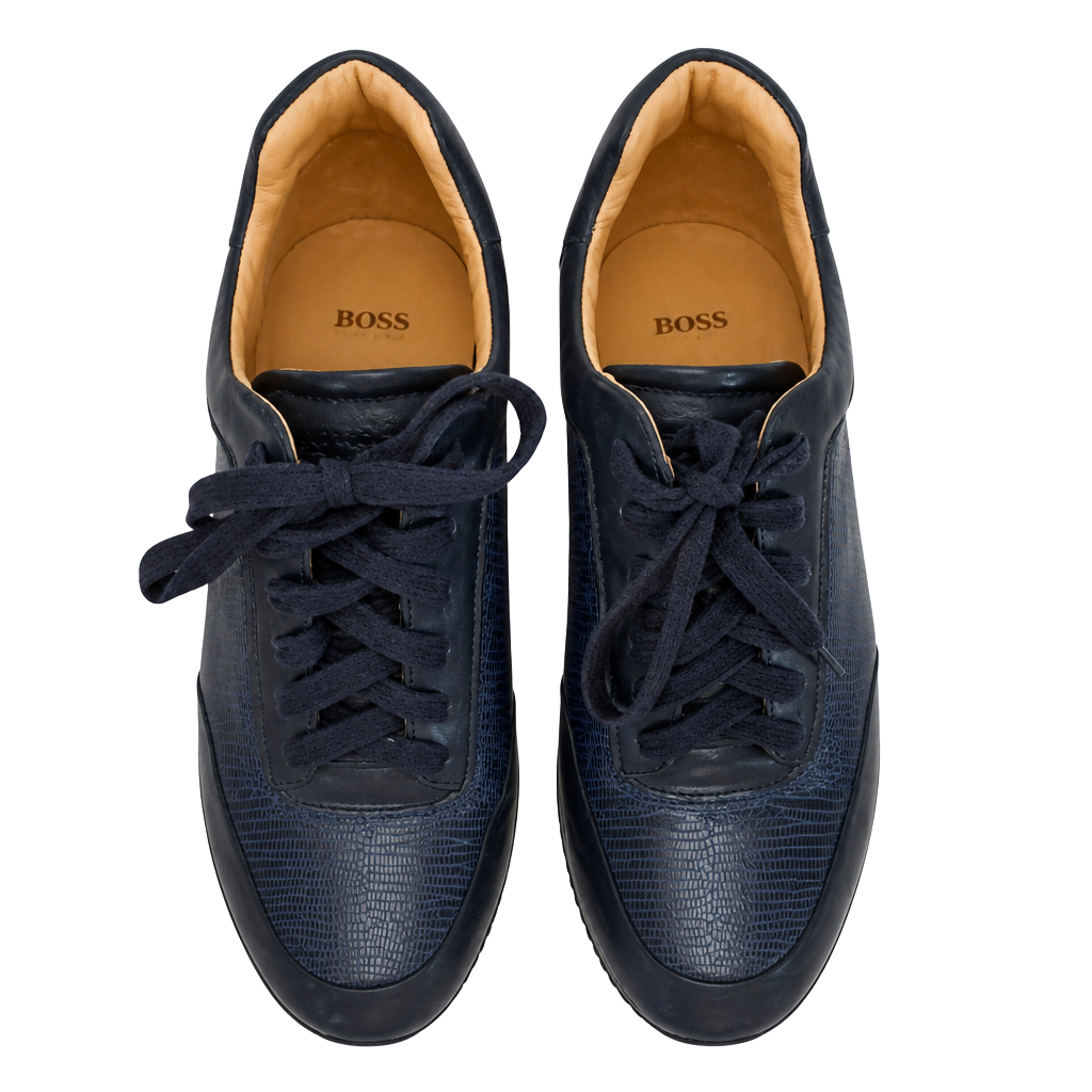 Hugo Boss Dark Blue Leather Low Top Sneakers Size 44 1