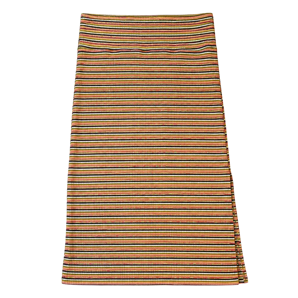Aerie Multi-Color Striped Ribbed Midi Skirt with Side Slit Size S/P 1