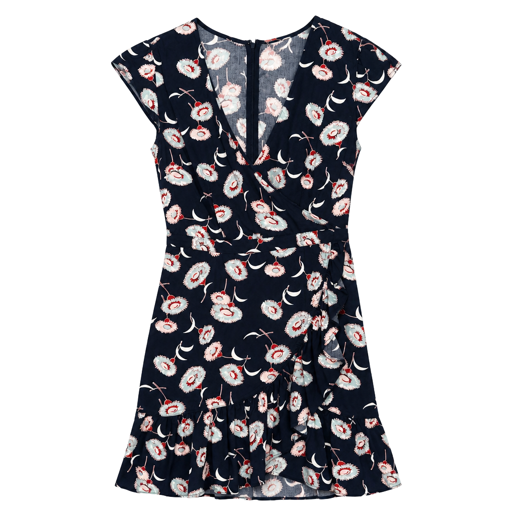 J.Crew Mercantile Floral Faux-Wrap Ruffle Hem Dress Size 2 1