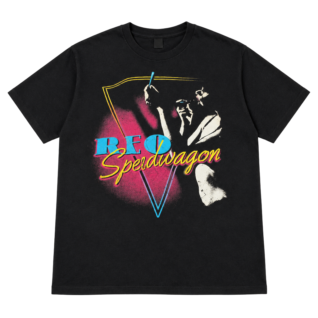 REO Speedwagon Band Tour T-Shirt Black Graphic Tee 1