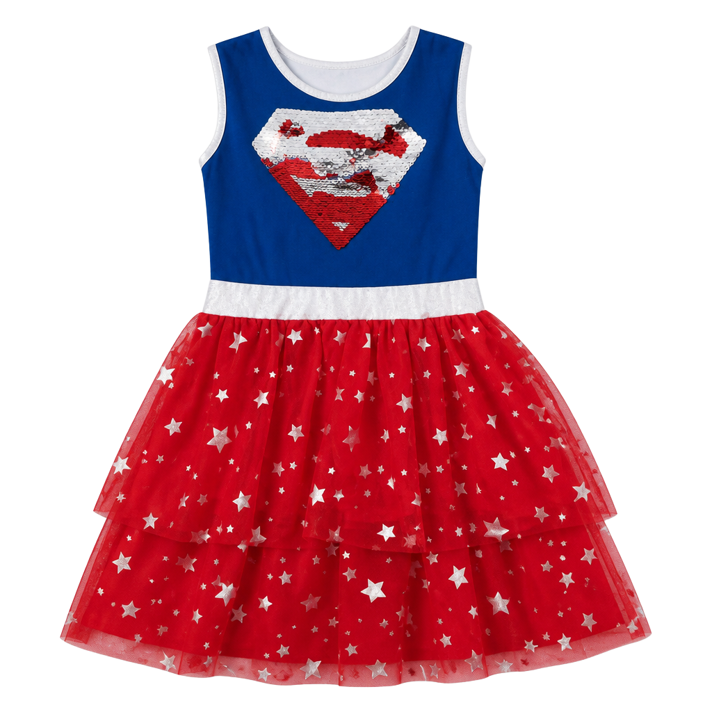Jerry Leigh Supergirl Costume Dress Size L (10/12) Sequin Cape 1