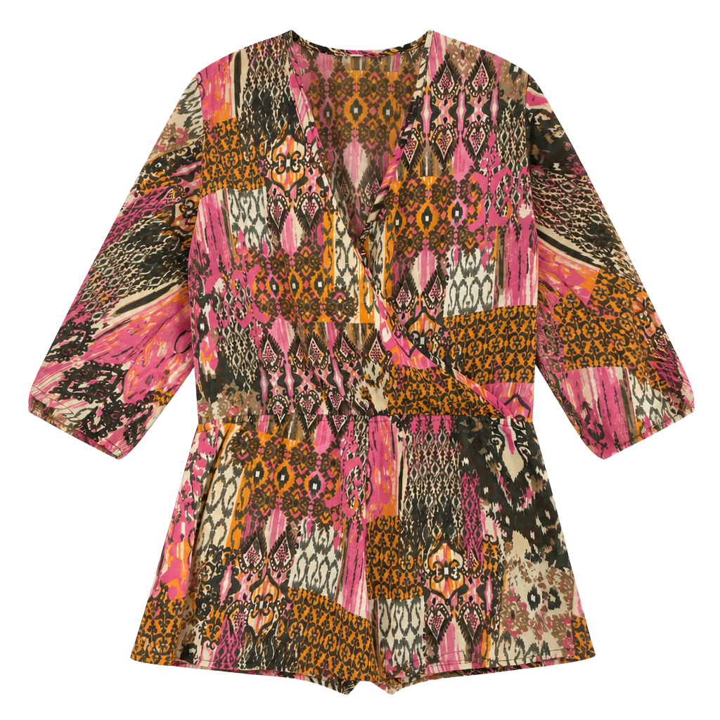 Elan Women's Size S Printed Wrap Romper 1