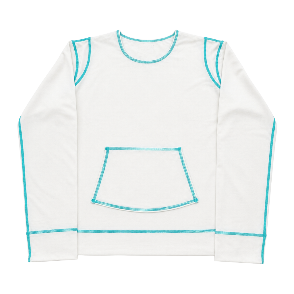 Athleta White Long Sleeve Contrast Stitch Kangaroo Pocket Top Size M 1