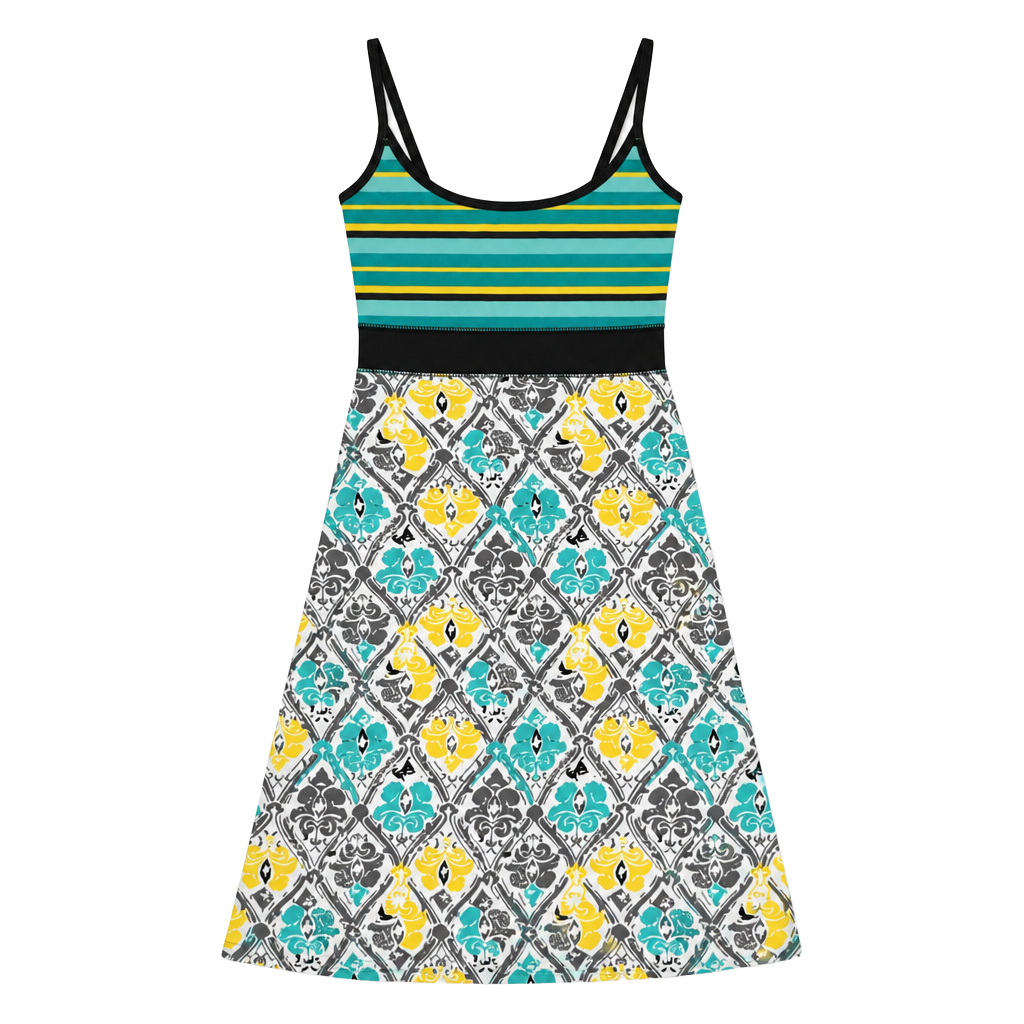 Lola Striped and Damask Print Sleeveless Dress Size Small 1