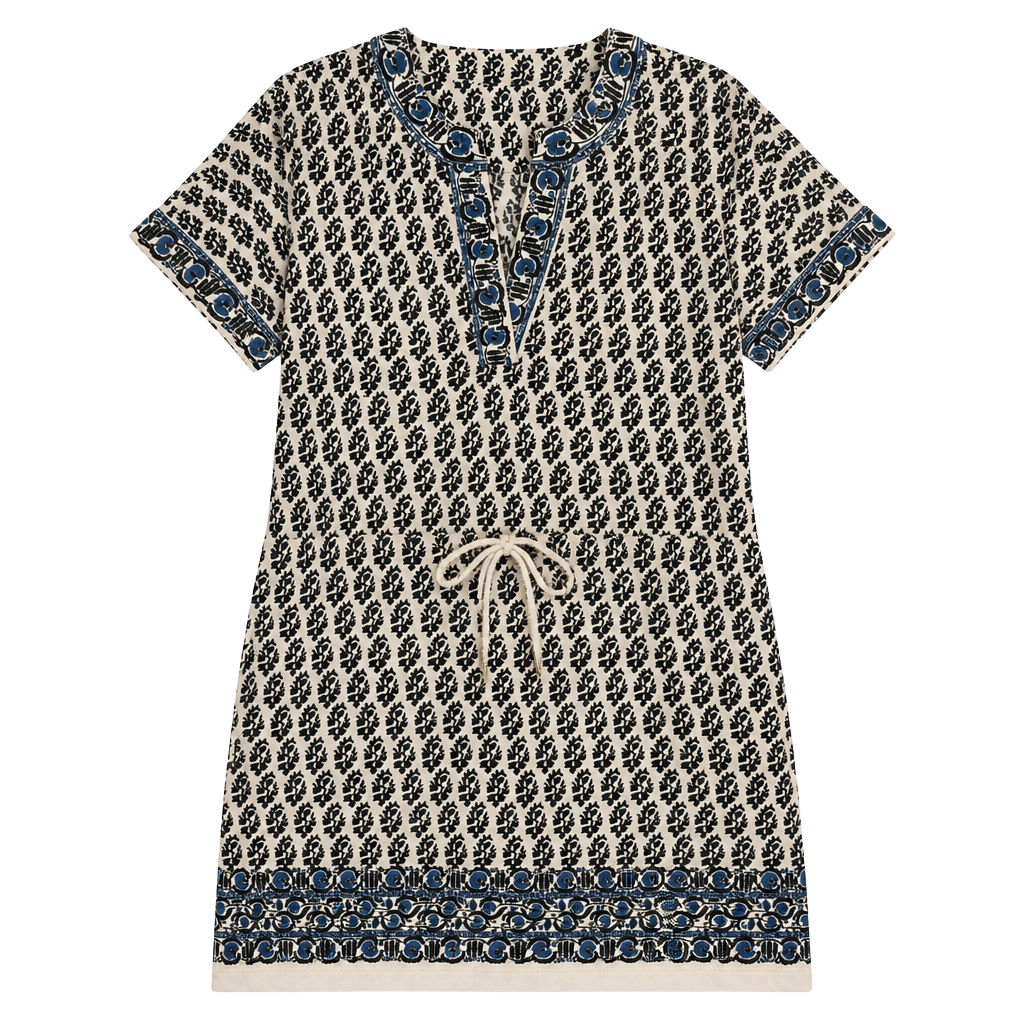 Tory Burch Amara Dress Ivory Guru Border Size S 1