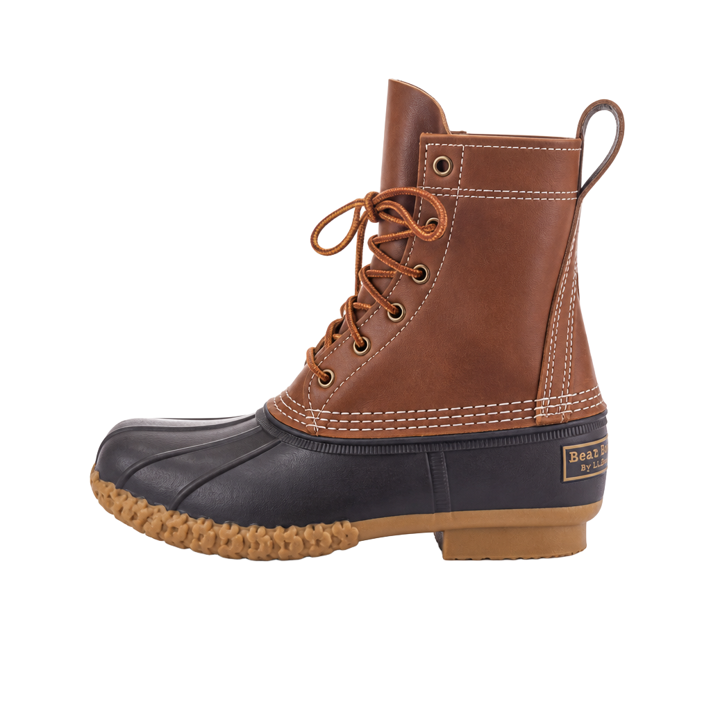 L.L. Bean 8" Bean Boots Tan Navy Duck Boots Size 6 M 1