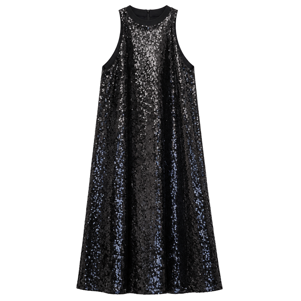 One Clothing Sequin Halter Dress Size S Black Party Cocktail Mini 1