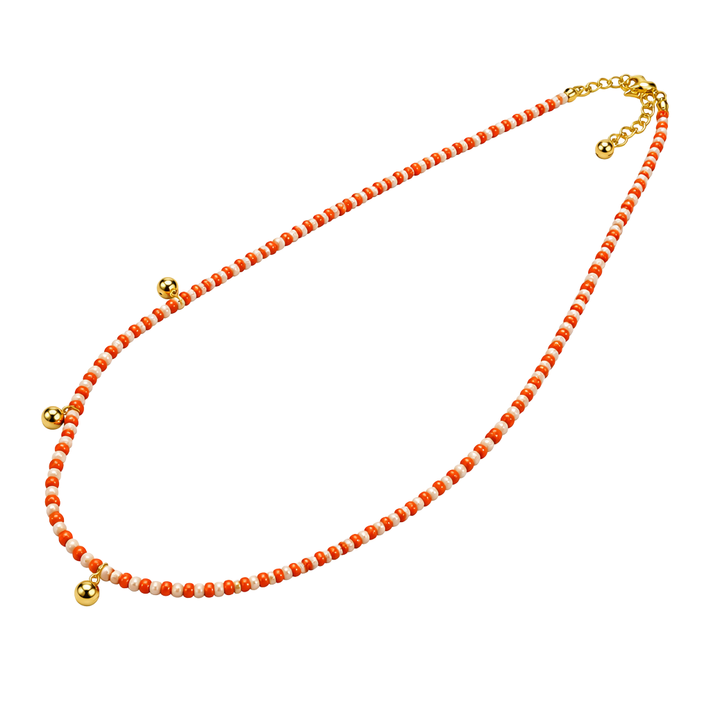 Uncommon James Orange Beaded Necklace With Gold Accents 1